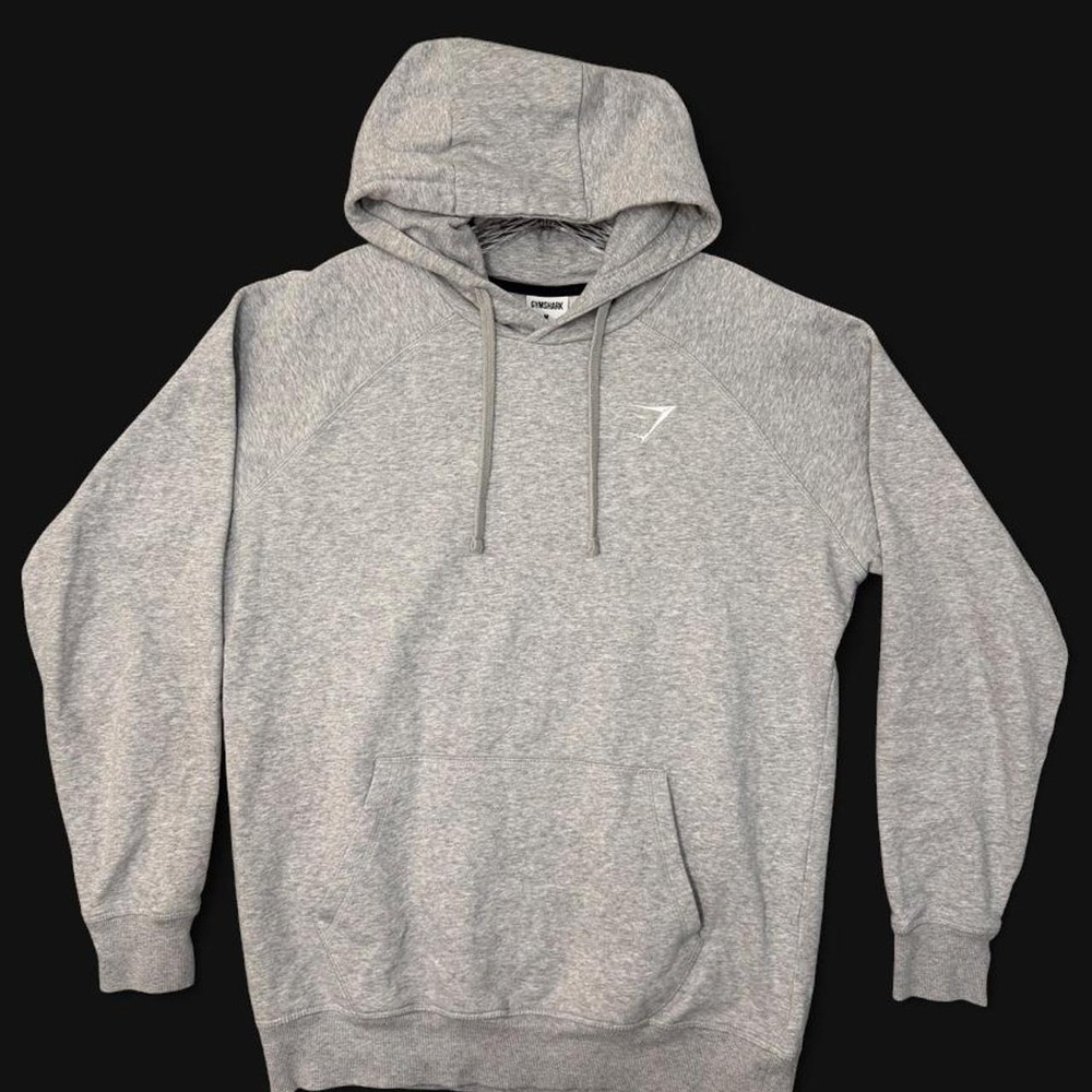 Gymshark Crest Pullover Hoodie Light Grey Marl Embroidered Logo Medium